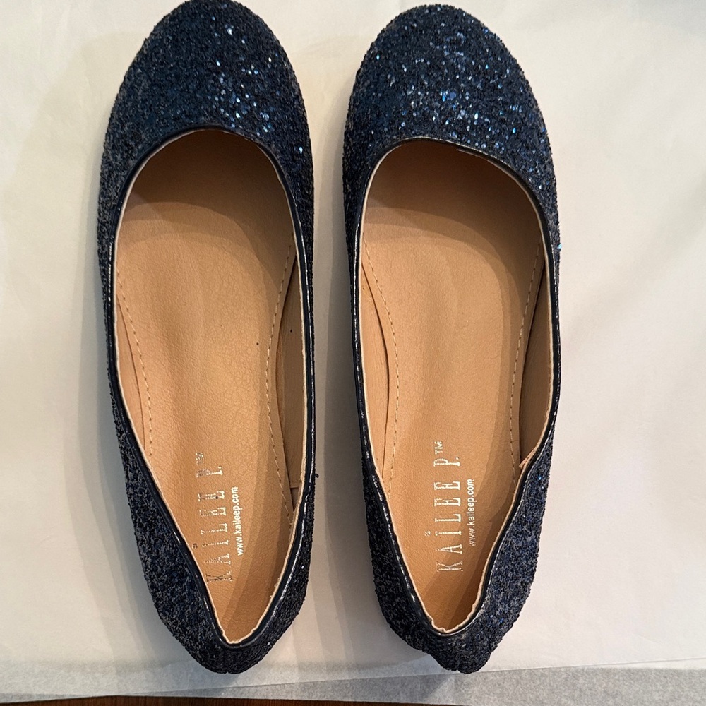 New Kailee P Navy Glitter Flats